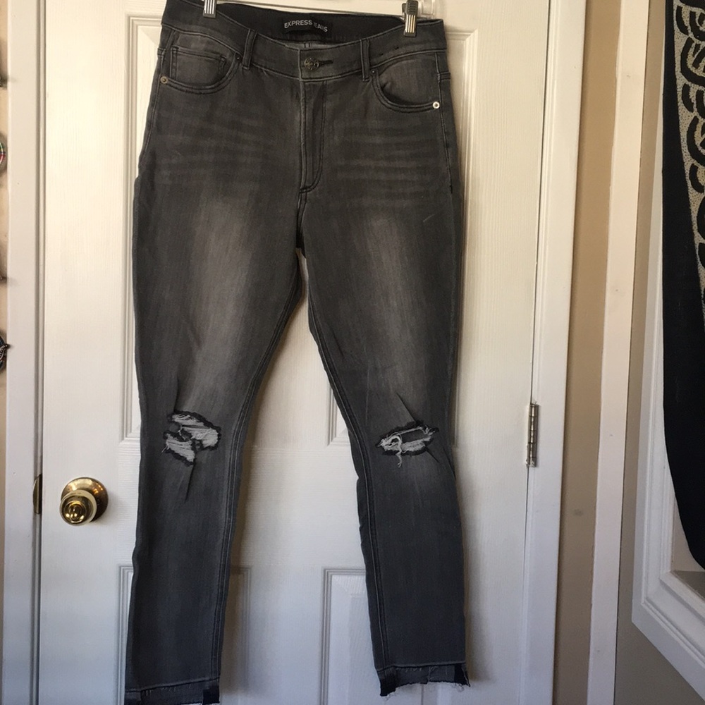 High waisted grey jeans